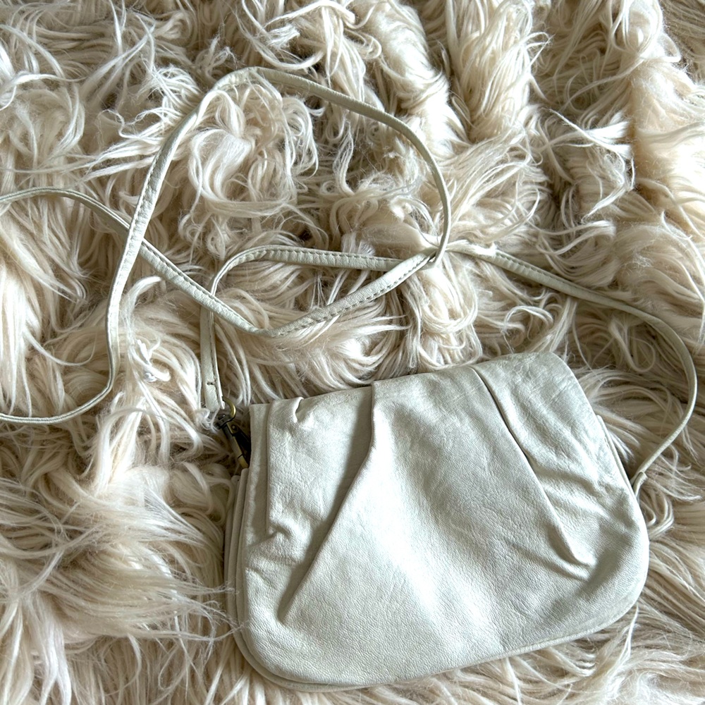 White faux leather Anthropologie cross body bag